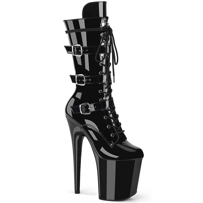 FLAMINGO-1053 | 8 INCH BLACK PATENT PLATFORM ANKLE BOOT