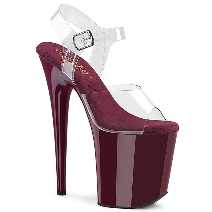 FLAMINGO-808 | 8 INCH CLEAR/BLACK & YELLOW PLATFORM ANKLE STRAP SANDAL
