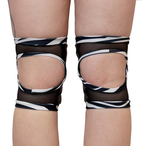 ZEBRA SKIN QUILTED KNEEPADS - GRIPPY VINYL BACK WITH STRETCH FABRIC AND PADDING FOR POLE DANCING