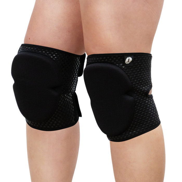 BLACK GRIPPY KNEEPADS - EXTRA THICK 12MM PADDING WITH GEL GRIP (VELCRO)