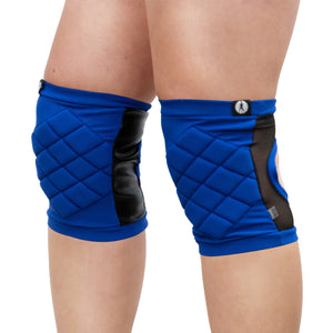 BLUE QUILTED KNEEPADS - GRIPPY VINYL BACK WITH STRETCH FABRIC AND PADDING FOR POLE DANCING