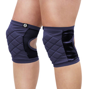 NAVY QUILTED KNEEPADS - GRIPPY VINYL BACK WITH STRETCH FABRIC AND PADDING FOR POLE DANCING
