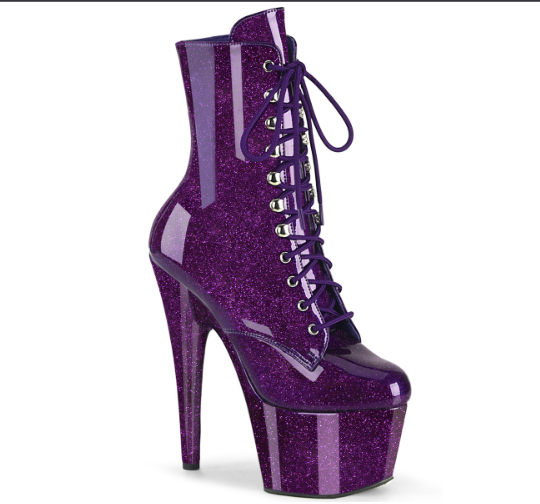 7 Inch | Purple Glitter Patent Mid Calf Boot | Adore-1020GP