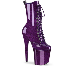 8 Inch | Purple Glitter Patent Mid Calf Boot | FLAM-1040GP