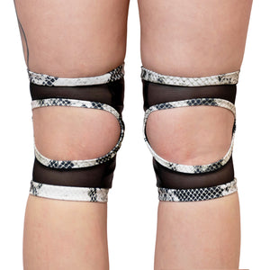 SNAKE SKIN STYLE POLE DANCE KNEEPADS - GRIPPY VINYL BACK WITH STRETCH FABRIC (SLIDE ON)