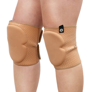 TAN GRIPPY KNEEPADS - EXTRA THICK 12MM PADDING WITH GEL GRIP (VELCRO)