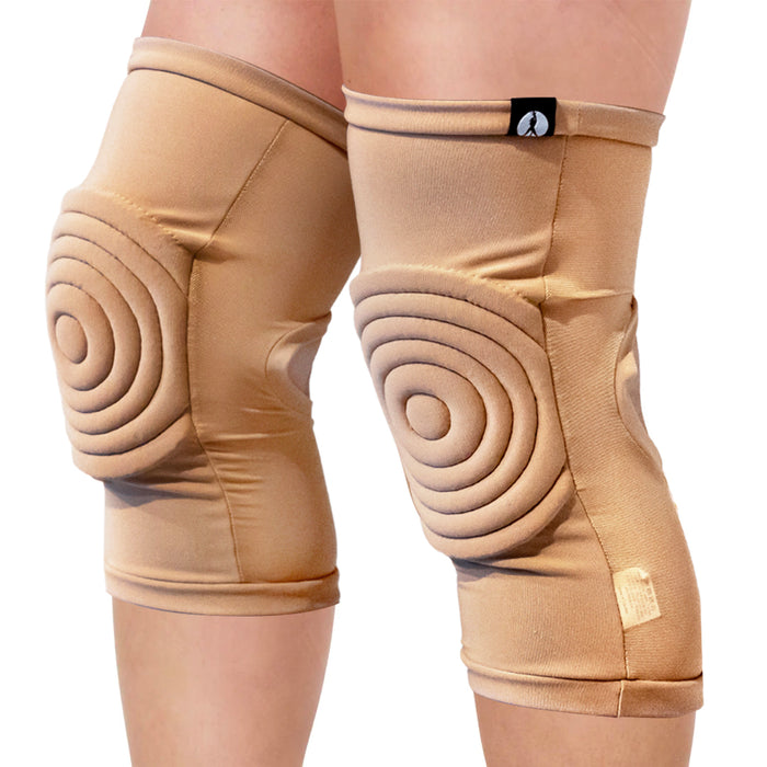LONG POLE DANCE KNEEPADS TAN - WITH STRETCH FABRIC AND PADDING