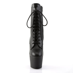 7 Inch Black Leather/Black Platform Mid Calf Boot  Adore-1020 no