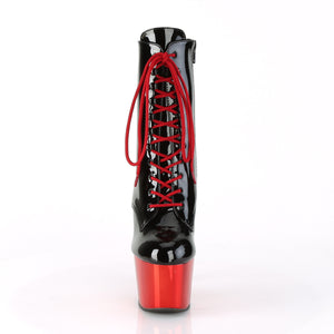 7 Inch Black Patent/Red Chrome Platform Mid Calf Boot | Adore-1020