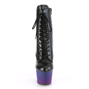 7 Inch  Black Faux Leather/Blue-purple Ombre Platform Mid Calf Boot | Adore-1020BP