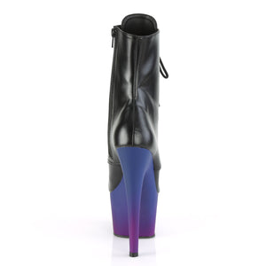7 Inch  Black Faux Leather/Blue-purple Ombre Platform Mid Calf Boot | Adore-1020BP