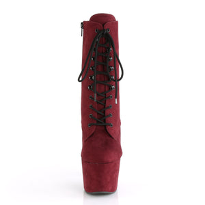 7 Inch Burgundy Faux Suede/Burgundy Faux Suede Platform Mid Calf Boot | Adore-1020FS