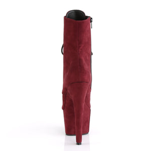 7 Inch Burgundy Faux Suede/Burgundy Faux Suede Platform Mid Calf Boot | Adore-1020FS