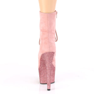 7 Inch  Baby Pink Faux Suede/Baby Pink Multi Mini Glitter Platform Mid Calf Boot | Adore-1020FSMG
