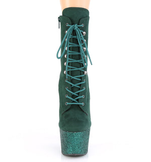 7 Inch Emerald Green Fs/Emerald Multi Mini Glitter Platform Mid Calf Boot | Adore-1020FSMG