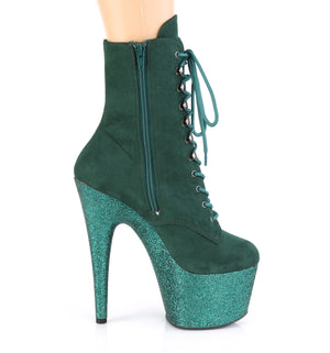 7 Inch Emerald Green Fs/Emerald Multi Mini Glitter Platform Mid Calf Boot | Adore-1020FSMG