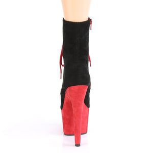 7 Inch Black Faux Suede/Red Faux Suede Platform Mid Calf Boot | Adore-1020FSTT