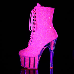 7 Inch Neon Pink Glitter/Neon Pink Glitter Platform Mid Calf Boot | Adore-1020G