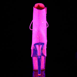 7 Inch Neon Pink Glitter/Neon Pink Glitter Platform Mid Calf Boot | Adore-1020G