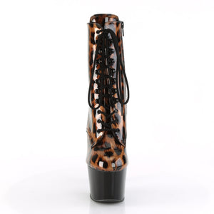 7 Inch Brown-Black Leopard Patent/Black Platform Mid Calf Boot | ADORE-1020LP