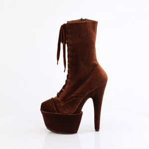 7 Inch Brown Velvet Platform Boot - With Matching Protectors| Adore 1045VEL/BN/M
