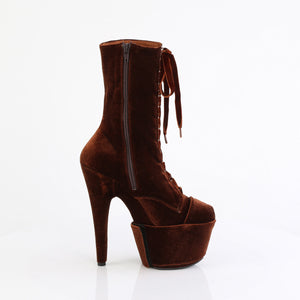 7 Inch Brown Velvet Platform Boot - With Matching Protectors| Adore 1045VEL/BN/M
