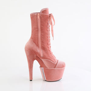 7 Inch Dusty Pink Velvet Platform Boot - With Matching Protectors| ADORE 1045VEL/DTPN/M
