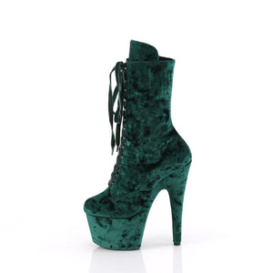 7 Inch Emerald Green Velvet Platform Boot - With Matching Protectors| Adore 1045VEL/EMGN/M