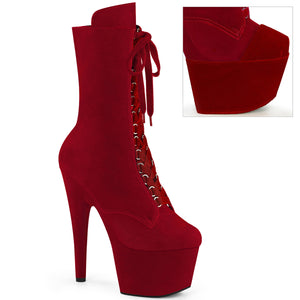 7 Inch Red Velvet Platform Boot - With Matching Protectors| Adore 1045VEL/R/M