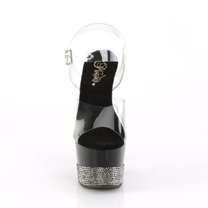 ADORE-708-3 | 7 INCH  CLEAR/BLACK-PEWTER RS PLATFORM HEEL
