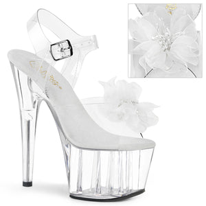 ADORE-708BFL | 7 INCH  CLEAR-WHITE/CLEAR PLATFORM HEEL