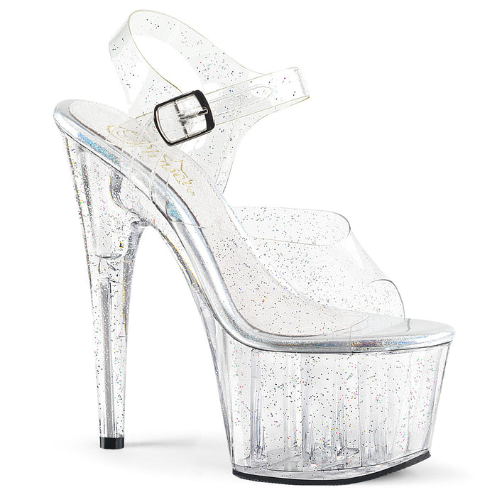 ADORE-708MMG | 7 INCH  CLEAR/CLEAR PLATFORM HEEL