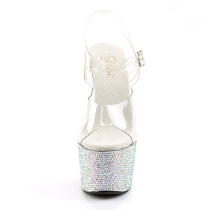 BEJEWELED-708DM | 7 INCH  CLEAR/SILVER MULTI RS PLATFORM