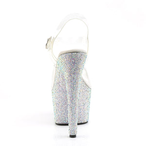 BEJEWELED-708DM | 7 INCH  CLEAR/SILVER MULTI RS PLATFORM
