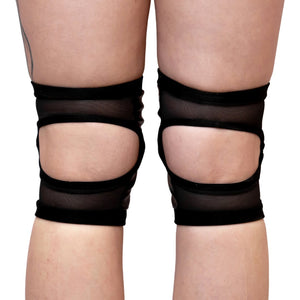 BLACK QUILTED STYLE POLE DANCE KNEEPADS - STRETCH FABRIC AND 7MM PADDING