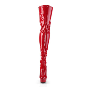 DELIGHT-3063 | 6 INCH  RED STRETCH PATENT/RED PLATFORM THIGH HIGH BOOT