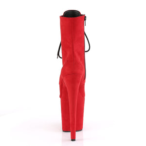 FLAMINGO-1020FS | 8 INCH  RED FAUX SUEDE/RED FAUX SUEDE PLATFORM MID CALF BOOT