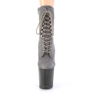 FLAMINGO-1020FST | 8 INCH  GREY FAUX SUEDE/FROSTED GREY PLATFORM MID CALF BOOT