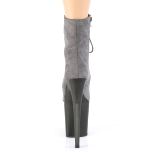 FLAMINGO-1020FST | 8 INCH  GREY FAUX SUEDE/FROSTED GREY PLATFORM MID CALF BOOT