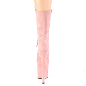FLAMINGO-1050FS | 8 INCH  BABY PINK FAUX SUEDE/BABY PINK FAUX SUEDE PLATFORM MID CALF BOOT
