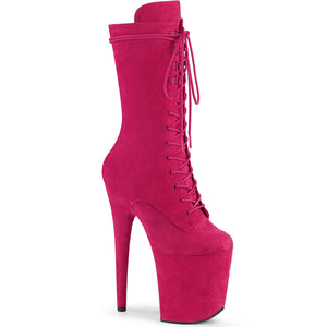 FLAMINGO-1050FS | 8 INCH  HOT PINK FAUX SUEDE/HOT PINK FAUX SUEDE PLATFORM MID CALF BOOT