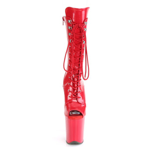 FLAMINGO-1051 | 8 INCH  RED PATENT/RED PLATFORM MID CALF BOOT