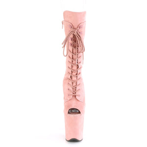 FLAMINGO-1051FS | 8 INCH  BABY PINK FAUX SUEDE/BABY PINK FAUX SUEDE PLATFORM MID CALF BOOT