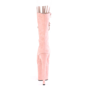 FLAMINGO-1051FS | 8 INCH  BABY PINK FAUX SUEDE/BABY PINK FAUX SUEDE PLATFORM MID CALF BOOT