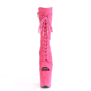 FLAMINGO-1051FS | 8 INCH  HOT PINK FAUX SUEDE/HOT PINK FAUX SUEDE PLATFORM MID CALF BOOT