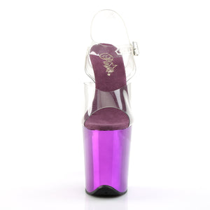 FLAMINGO-808 | 8 INCH  CLEAR/PURPLE CHROME PLATFORM HEEL