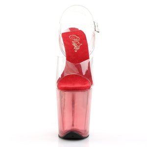 FLAMINGO-808T | 8 INCH  CLEAR/RED TINTED PLATFORM HEEL