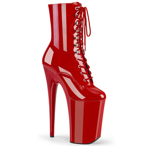 INFINITY-1020 | 9 INCH  RED PATENT/RED PLATFORM MID CALF BOOT
