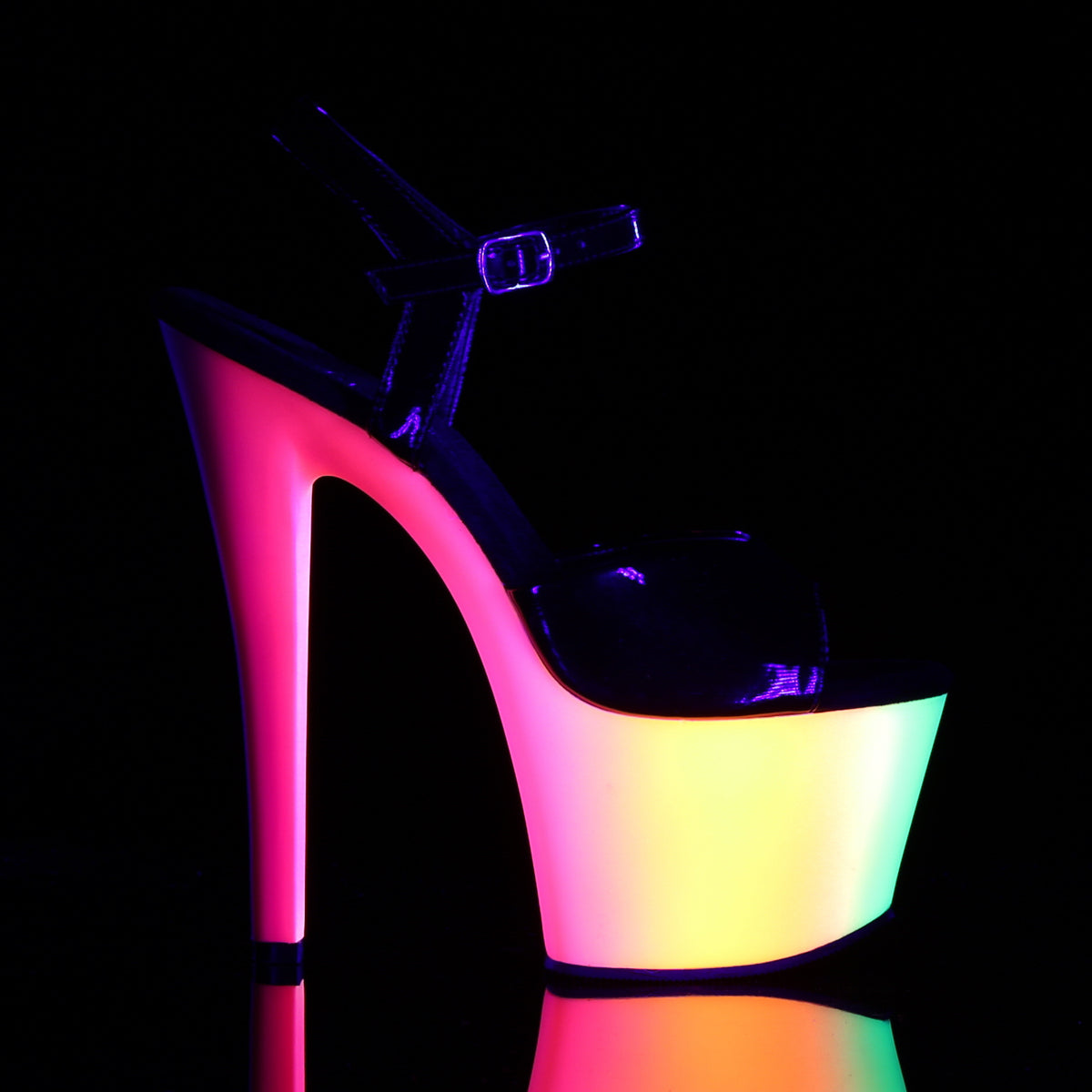Pleaser ILLUMINATOR-308 Clear Ankle Strap Sandals With Multicolor Lights  Platform | Pleaser shoes, Pleaser high heels, Heels