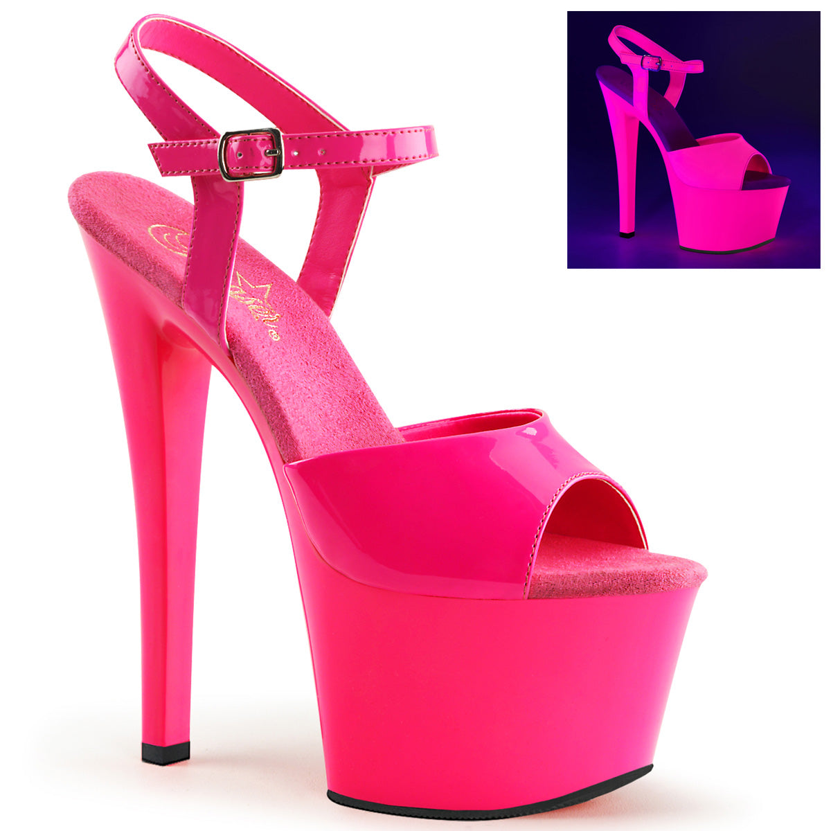 SKY 309UV 7 INCH NEON HOT PINK HOT PINK PLATFORM HEEL